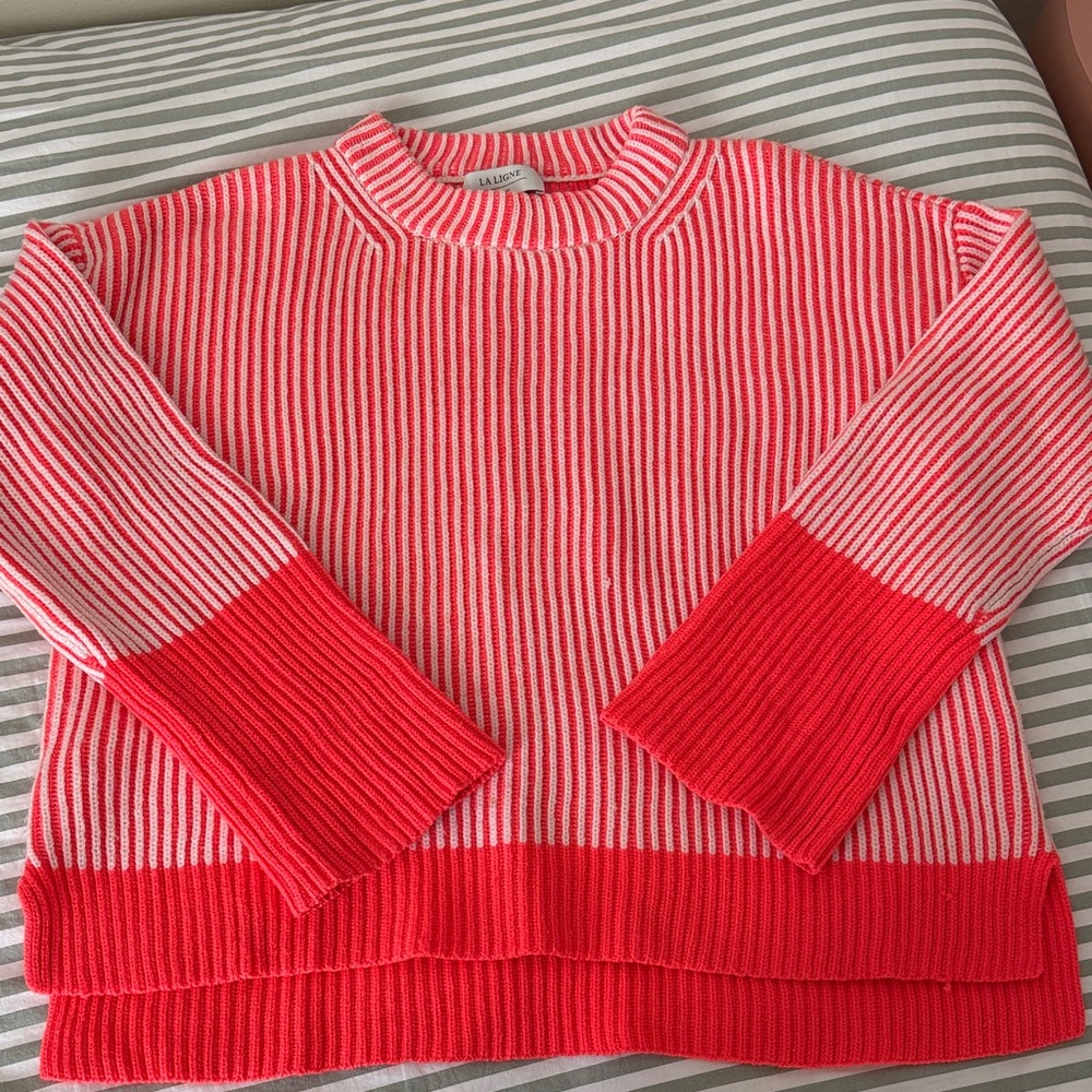 La ligne neon orange Ribbed Crewneck Sweater